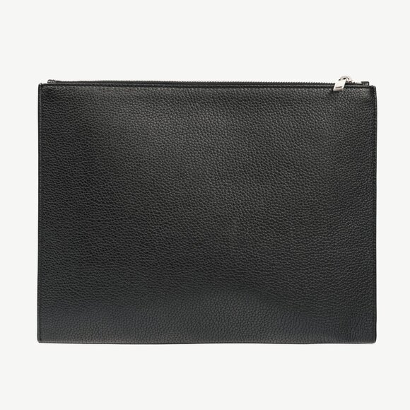 Saint Laurent Black Pebbled-Leather Flat Snap-Closure Clutch - Picture 4 of 14
